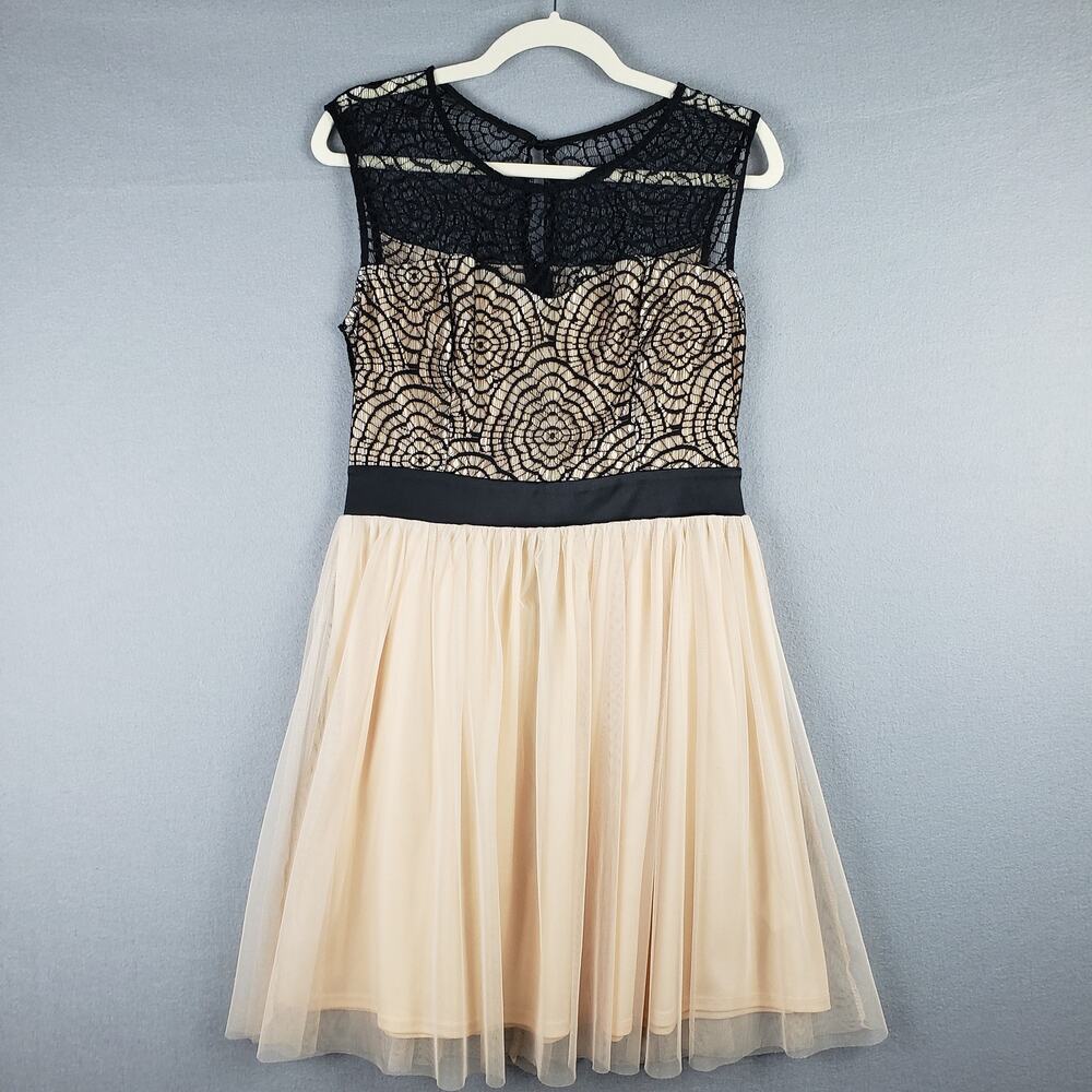 Mystic Size L Lace Top Fit & Flare Mini Dress Black Pink Balletcore Whimsical